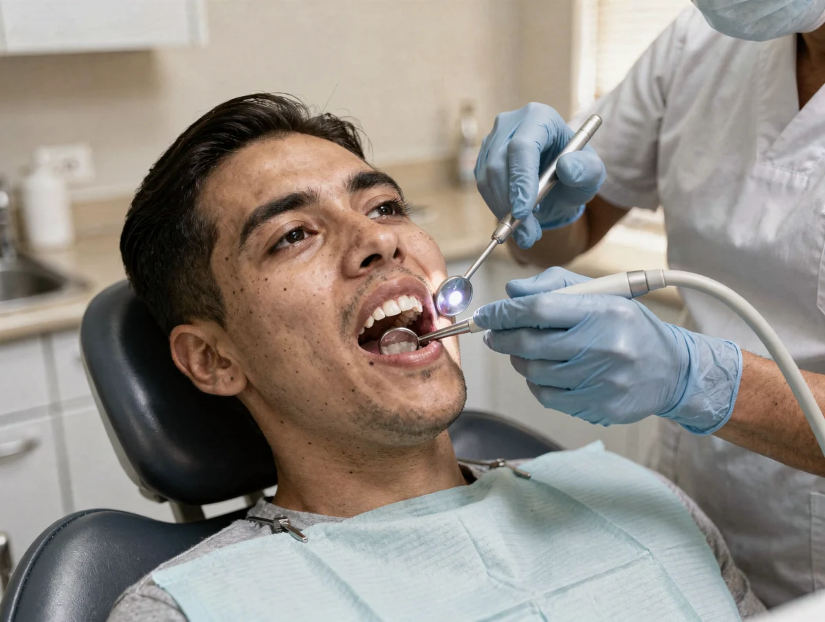 Paciente con pérdida dental por golpe en consulta odontológica